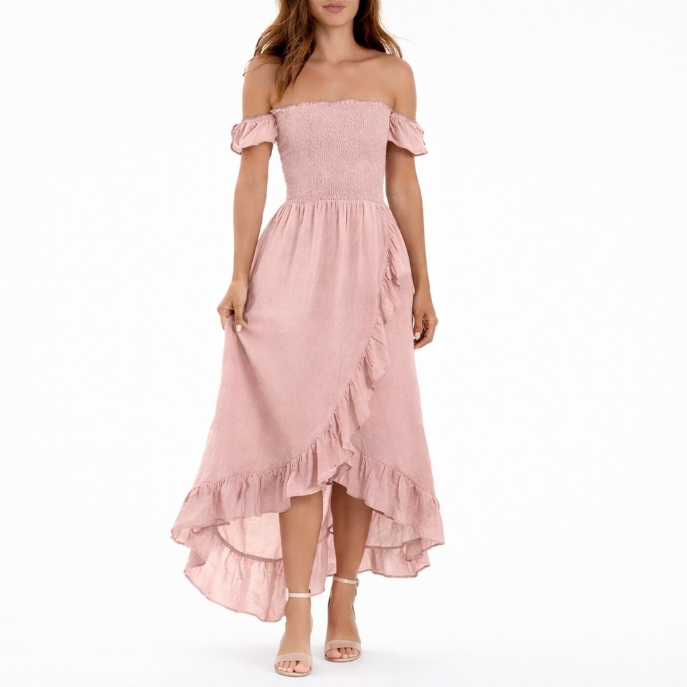 Boutique Dusty Rose Hi-Low Ruffle Dress Women 2XL Matching Mommy & Me - Picture 1 of 10